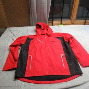 Coca Cola Jacket Mens XL Red Black Hood Insulated Rain Wind Vendor Worker LOGO